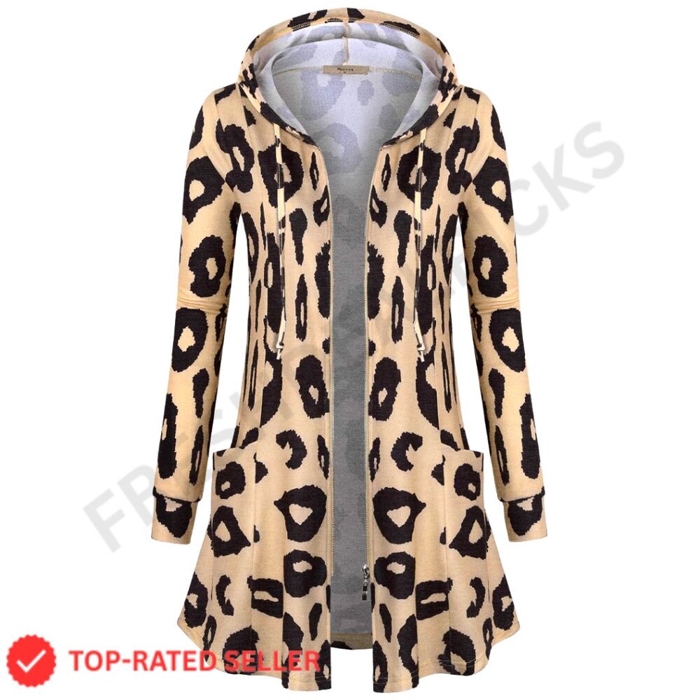 Lightweight Zip Up Long Hoodie Jacket Tunic Sweatshirt Open Front Cardigan Chic